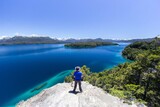 Fototapeta Na drzwi - Brazo Norte landscape of Nahuel Huapi Lake in Villa La Angostura, Patagonia Argentina