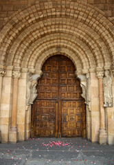 Door of the Basilica de San Vicente church in Ávila, Spain. It is one of the best examples of Romanesque architecture in the country.