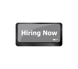 Poster - hiring now job concept. computer keyboard key