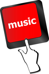 Poster - Computer keyboard with music key - technology background