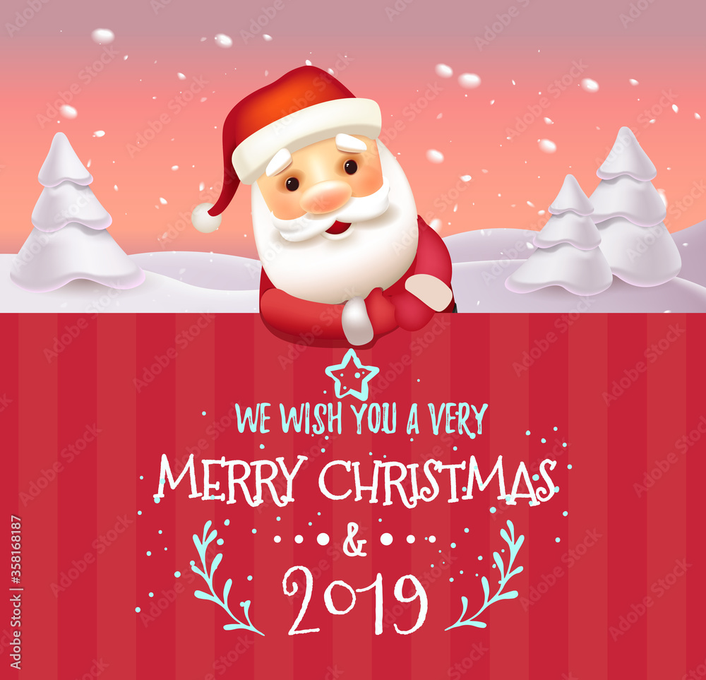 3D Realistic Santa Claus Cartoon Character Showing Merry Christmas ...