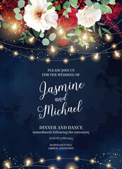 Wall Mural - magic night wedding lights vector design invitation