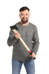 Sticker - Handsome lumberjack on white background