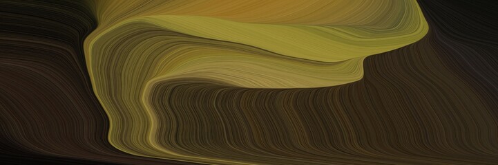 Poster - abstract and smooth landscape orientation graphic with waves. smooth swirl waves background design with very dark green, pastel brown and dark olive green color
