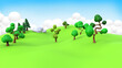 © emrealp - 3d rendering nature cartoon landscape.