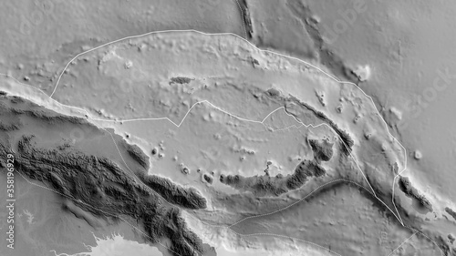 Fotografía North Bismarck tectonic plate - outlined. Grayscale
