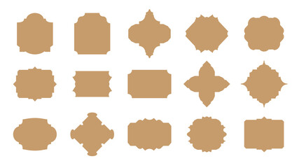 Poster - Craft labels retro vintage flat set. Blank sale price tag frame. Different shape empty border template for card, text banner, wedding invitation, menu. Elegance sticker isolated. Vector illustration