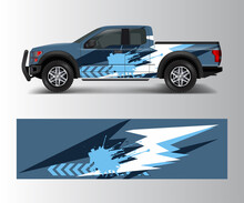Pickup Truck Graphic Vector. Abstract Shape With Grunge Design For Vehicle Vinyl Wrap