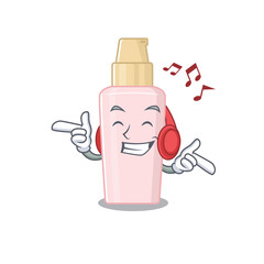 Sticker - Foundation Cartoon design concept listening music on headphone