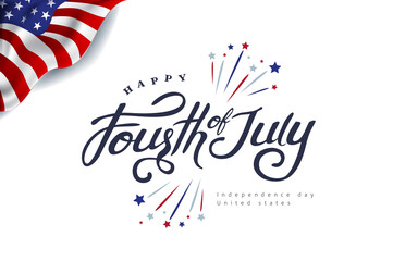 fourth of july calligraphy vector illustration. Independence day USA banner template background.4th of July celebration poster template.