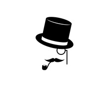 gentleman face with hat and mustache