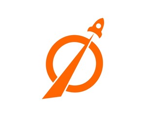 Simple rocket with circle and smoke stripe