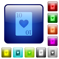 Poster - Ten of hearts card color square buttons