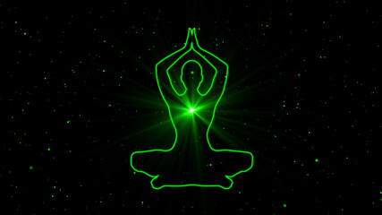 Wall Mural - Meditation Silhouete with Light Rays 