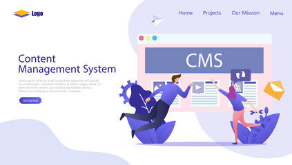 Wall Mural - Content Management System Vector Illustration Concept, Suitable for web landing page, ui, mobile app, editorial design, flyer, banner, and other related occasion