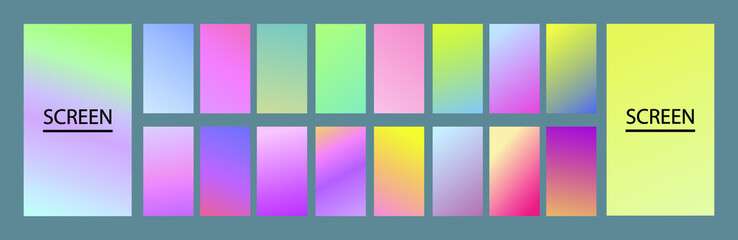 Poster - Soft and light Set of abstract vector gradient backgrounds. Colorful texture for your design. Mobile app template