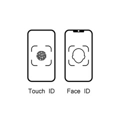 Poster - Touch id and face id on mobile device icon. Vector on isolated white background. Eps 10.