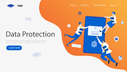 Wall Mural - Data Protection Vector Illustration Concept, Suitable for web landing page, ui, mobile app, editorial design, flyer, banner, and other related occasion