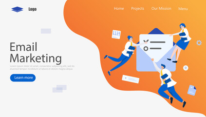 Wall Mural - Email Marketing Vector Illustration Concept, Suitable for web landing page, ui, mobile app, editorial design, flyer, banner, and other related occasion