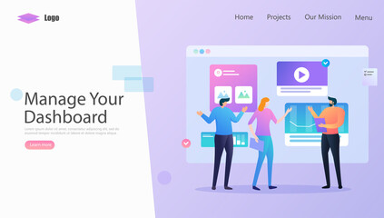 Wall Mural - Manage Your Dashboard Vector Illustration Concept, Suitable for web landing page, ui, mobile app, editorial design, flyer, banner, and other related occasion