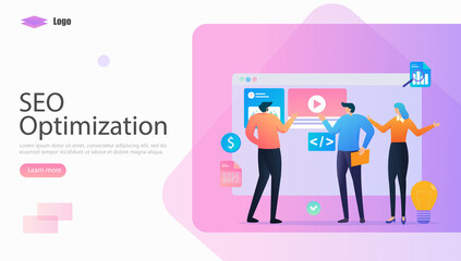Seo Optimization for website Vector Illustration Concept, Suitable for web landing page, ui, mobile app, editorial design, flyer, banner, and other related occasion