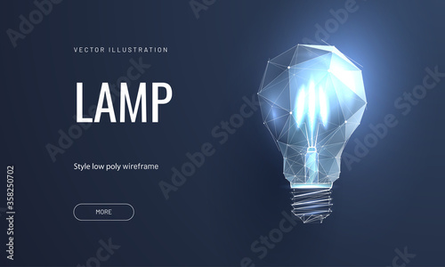 Fotografía Incandescent lamp on bright yellow background in polygonal style