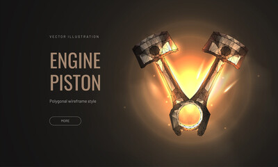 Piston engine car vector illustration isolated a black background