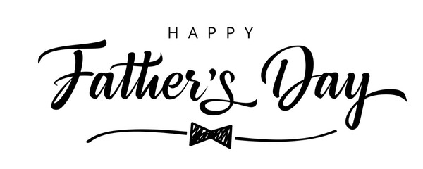 happy fathers day bow tie typography banner. father's day sale promotion calligraphy poster with doo