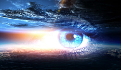 human eye and space. elements of this image furnished by nasa.