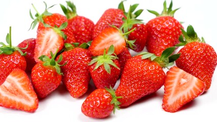 Wall Mural - group of fresh strawberry on white background