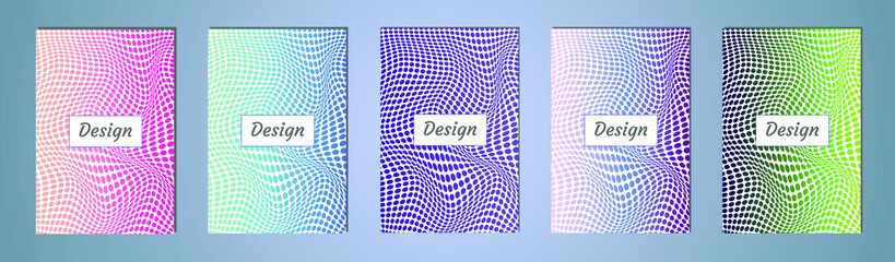 Fototapete - Set of modern abstract backgrounds with gradient linear waves. Simply geometric template for design