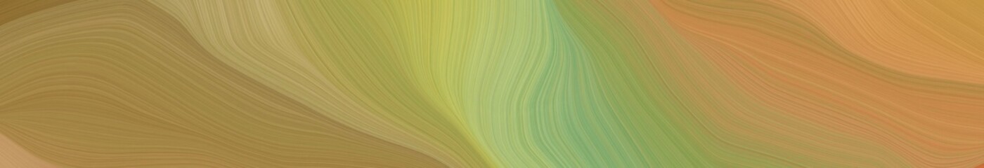 Poster - wide colored banner with waves. smooth swirl waves background design with peru, dark khaki and gray gray color