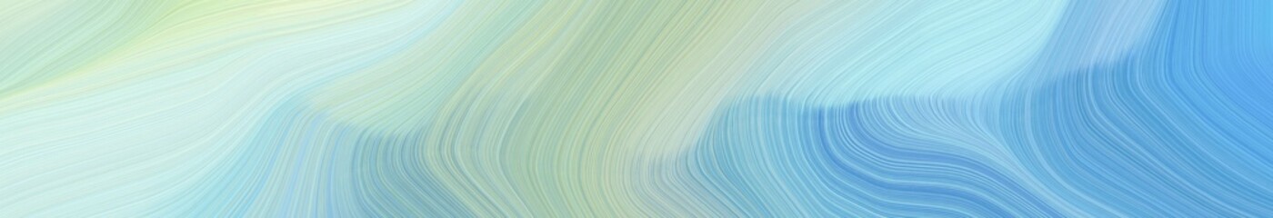 Aufkleber - wide colored banner background with powder blue, corn flower blue and sky blue color. elegant curvy swirl waves background illustration
