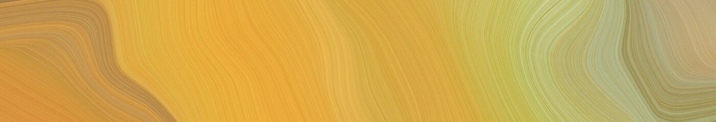 Poster - dynamic wide colored banner. modern soft swirl waves background design with peru, dark khaki and pastel gray color