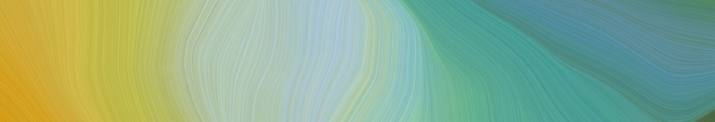 Aufkleber - wide colored background banner with cadet blue, golden rod and ash gray color. smooth swirl waves background illustration