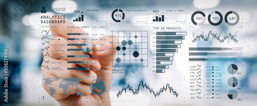 Cuadros en Lienzo Intelligence (BI) and business analytics (BA) with key performance indicators (KPI) dashboard concept