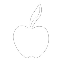 Wall Mural - Apple icon on white background one line drawing, vector illustration	