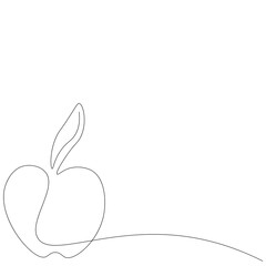 Wall Mural - Apple on white background one line drawing, vector