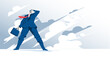 © Hurca! - Imprenditore visto dal basso guarda verso il futuro e nuove opportunità di business