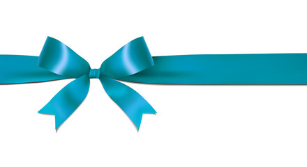 Wall Mural - Shiny blue ribbon bow isolated on white background with copy space. For using special days. 