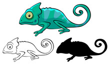 Set Of Chameleon Cartoon
