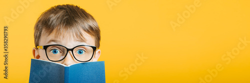 Cuadros en Lienzo child reads a book against a bright wall