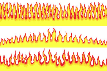 Poster - Flame background. Pixel art 8 bit fire objects. Mushroom cloud. Game icons. Comic boom effects. Bang burst explode flash. Digital icons. Vector illustration.