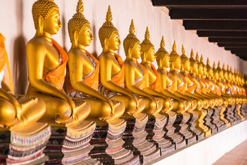 Wall Mural - Ayutthaya Thailand June 13, 2020 Buddha in a row at Wat Phutthaisawan (Old Temple) in Ayutthaya period is the capital at Ayutthaya Thailand