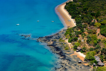 Wall Mural - Aerial view of the beatiful blue ocean water and green trees, Bissagos Archipelago (Bijagos), Guinea Bissau.  UNESCO Biosphere Reserve