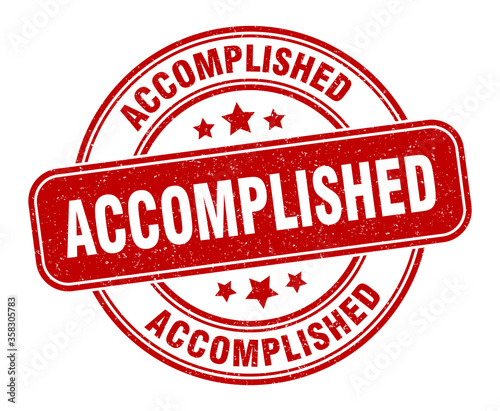 Fotomural accomplished stamp. accomplished label. round grunge sign
