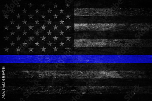 Fotografía An American flag symbolic of support for law enforcement,illustration