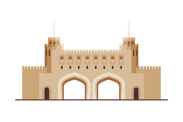 Wall Mural - The National Museum, Muscat City Architecture, Travel to Oman Famous Landmark, Historical Building Flat Vector Illustration