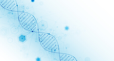 Science template, abstract background with a DNA molecules. Vector illustration.