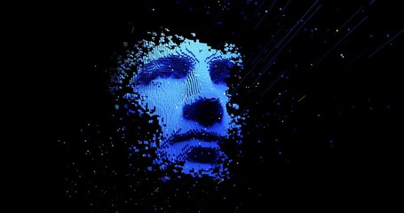 Wall Mural - abstract digital human face. artificial intelligence concept of big data or cyber security. 3d rende